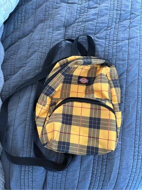 Dickies Yellow and Navy Plaid Mini Backpack for Men